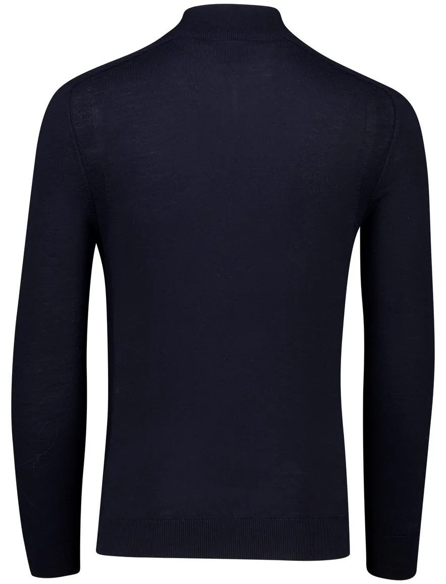 Cavallaro trui met rits kraag navy wol
