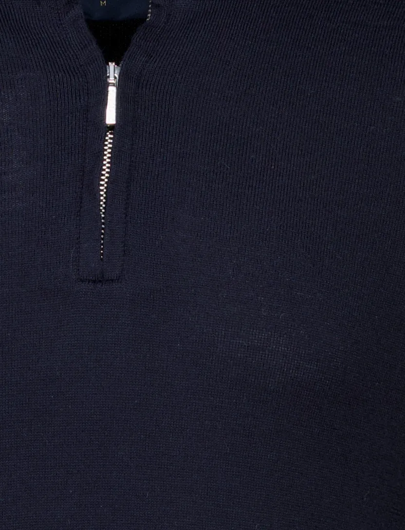 Cavallaro luxe basic trui met opstaande kraag navy