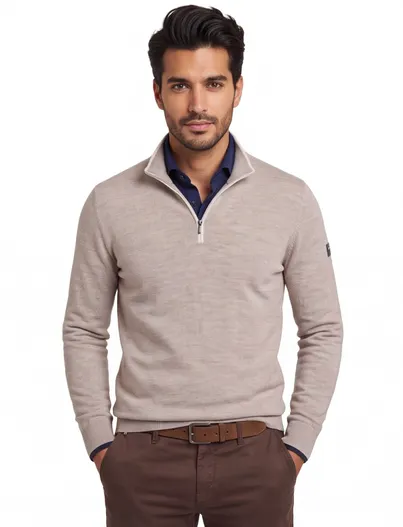 Cavallaro Trui Cavallaro Fontanio half zip beige
