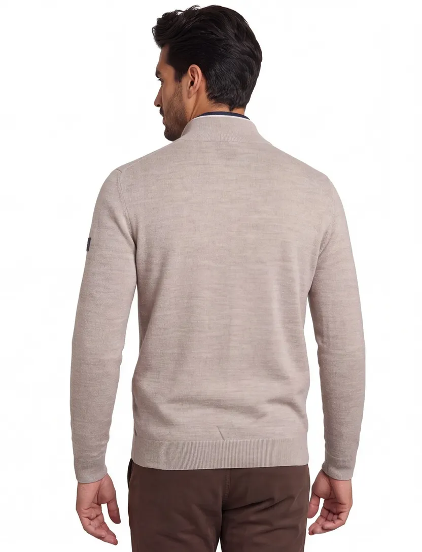 Trui Cavallaro Fontanio half zip beige
