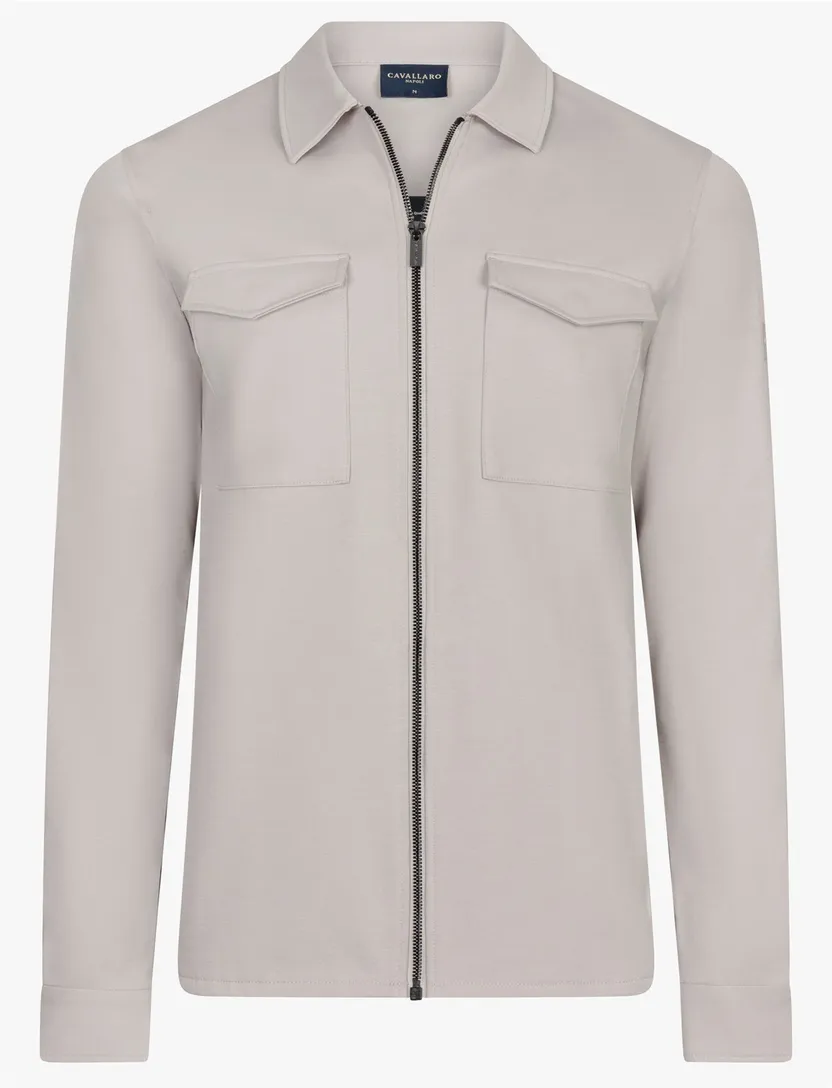Overshirt Cavallaro crème met borstzakken Zerino