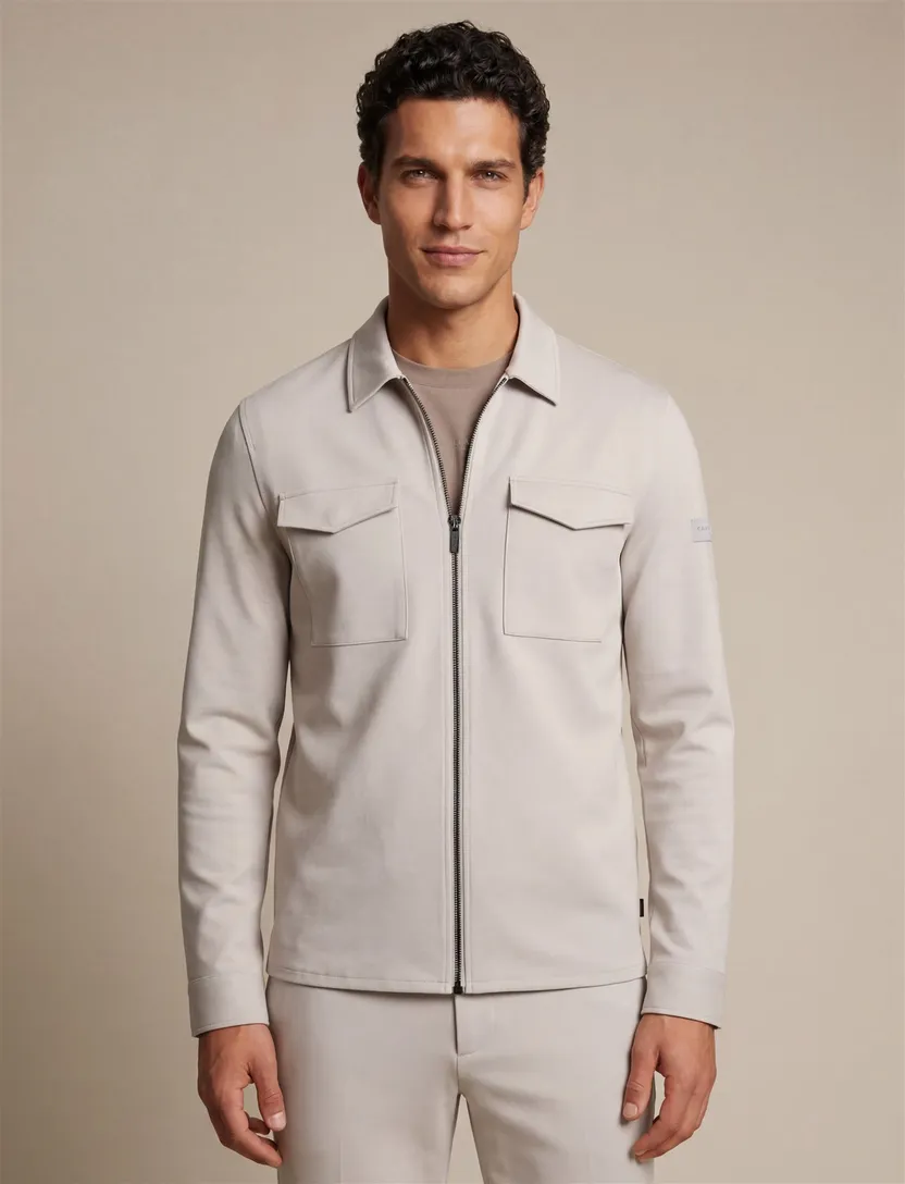 Overshirt Cavallaro crème met borstzakken Zerino