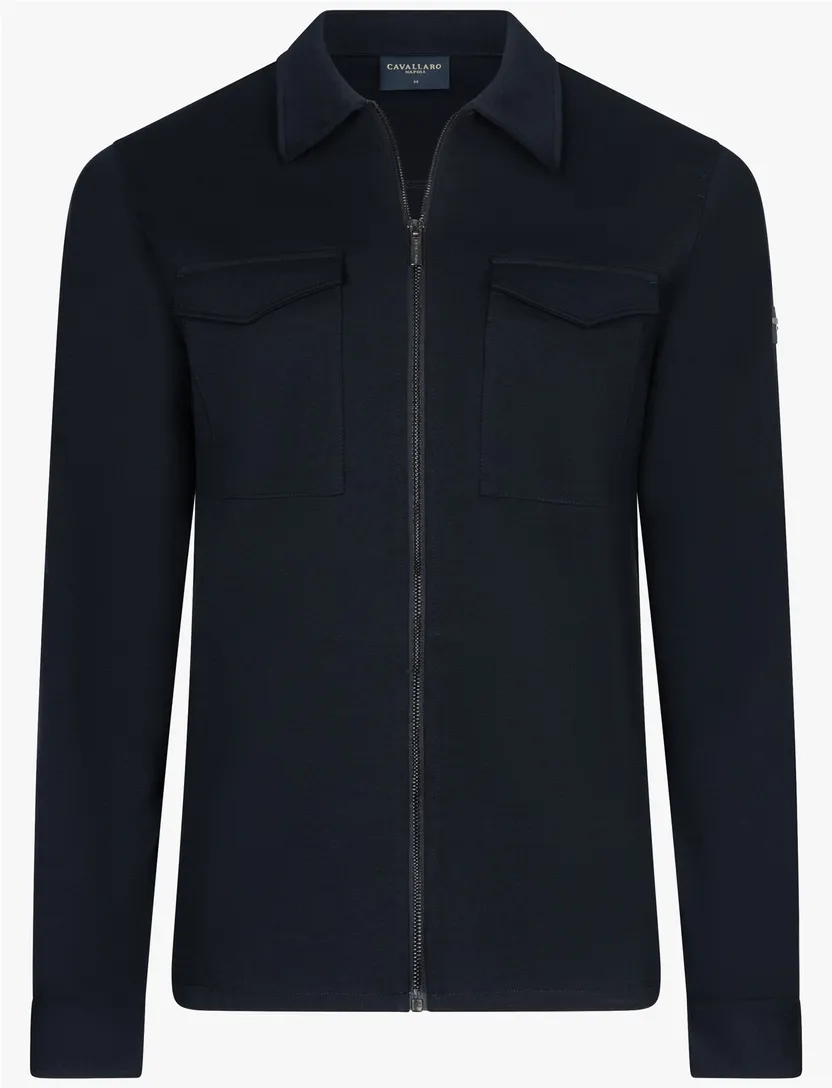 Overshirt donkerblauw Zerino Cavallaro met borstzakken