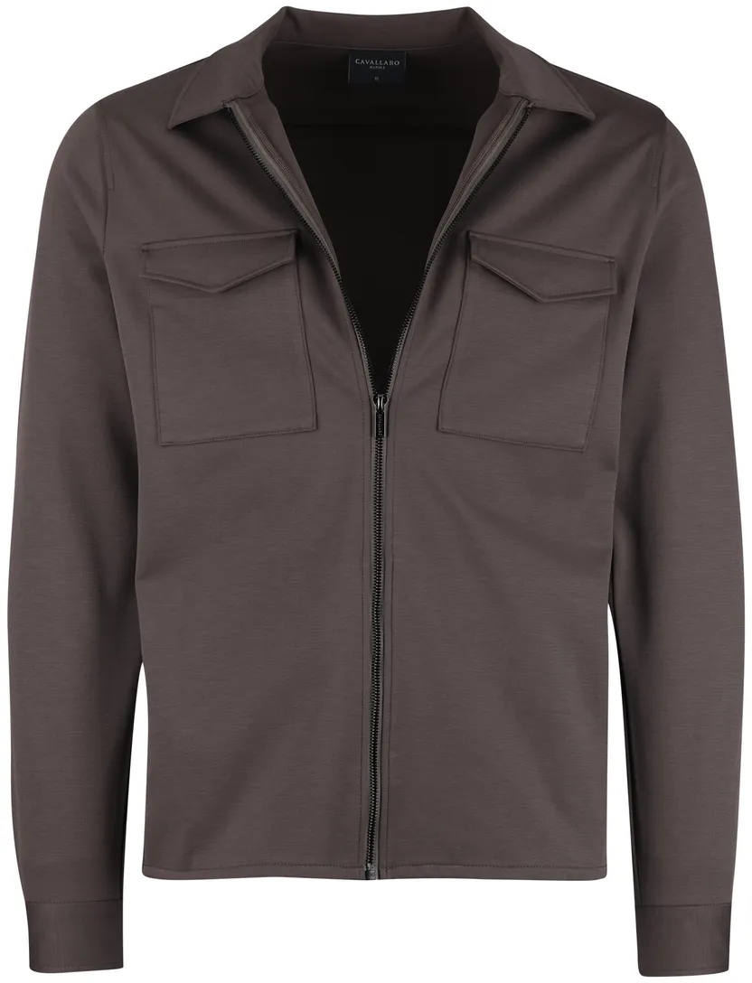 overshirt Cavallaro Zerino bruin normale fit met rits