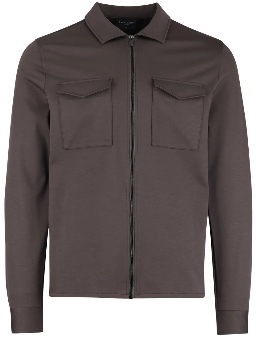 overshirt Cavallaro Zerino bruin normale fit met rits
