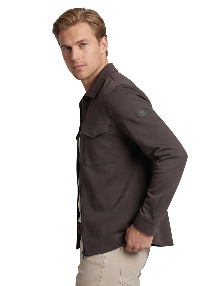 overshirt Cavallaro Zerino bruin normale fit met rits