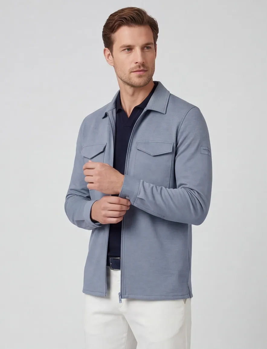 Cavallaro Zaverio overshirt lichtblauw dubbele borstzakken