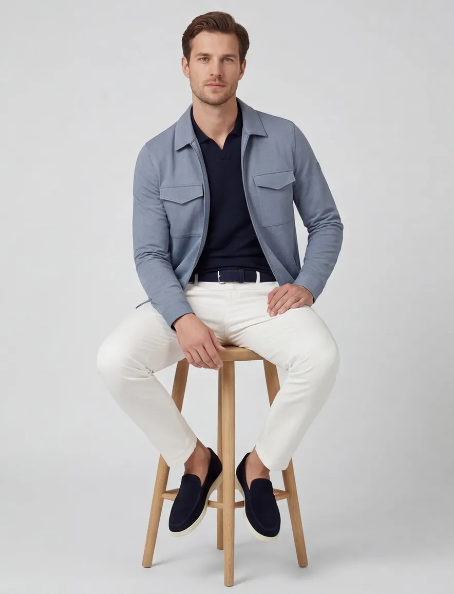 Cavallaro Zaverio overshirt lichtblauw dubbele borstzakken