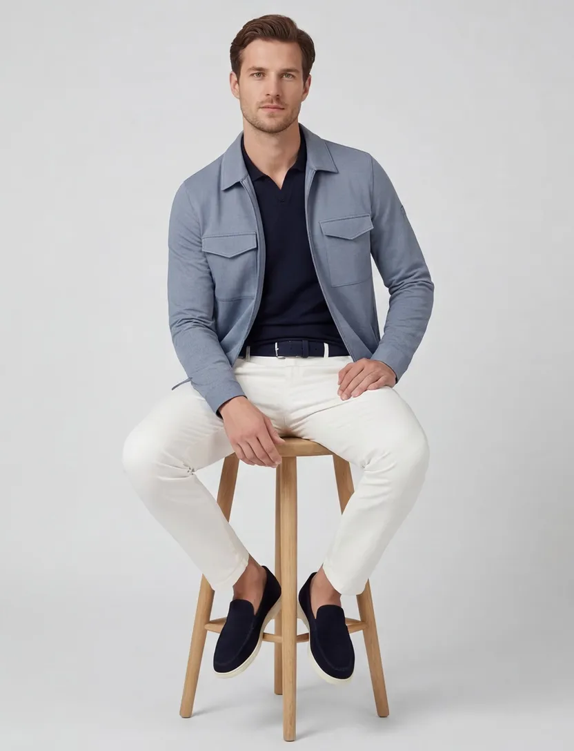 Overshirt Cavallaro lichtblauw borstzakken Zaverio