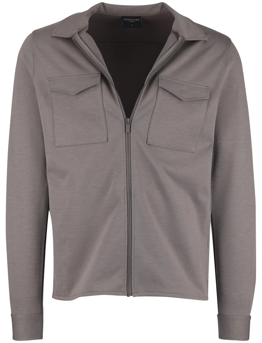 Bruin overshirt Cavallaro gemeleerd met borstzakken Zaverio