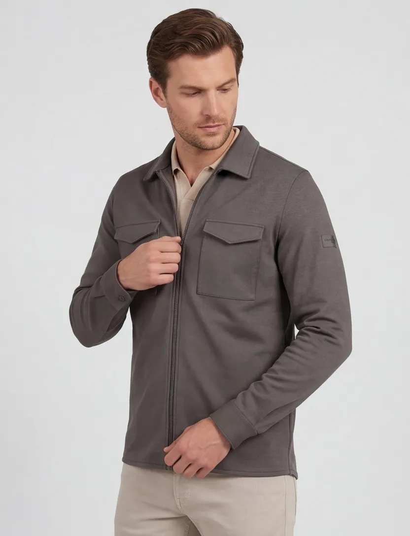 Overshirt bruin Cavallaro gemeleerd Zaverio