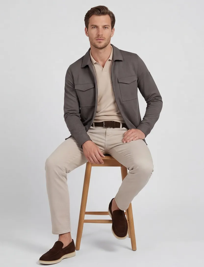 Overshirt bruin Cavallaro gemeleerd Zaverio