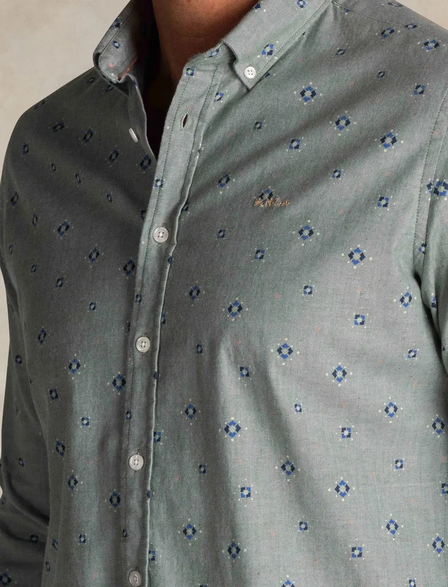 Groen overhemd geprint New Zealand Auckland cotton stretch
