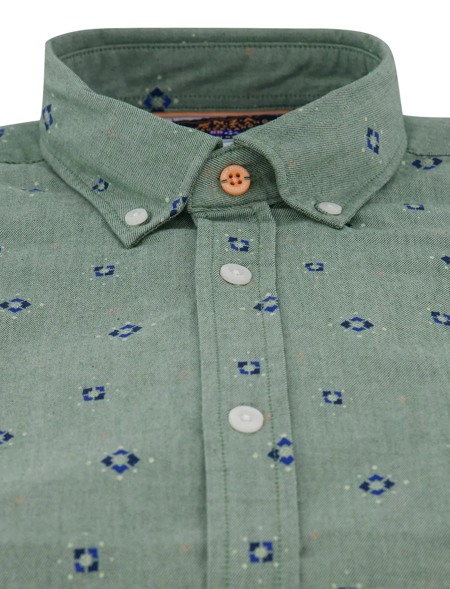 Groen overhemd geprint New Zealand Auckland cotton stretch