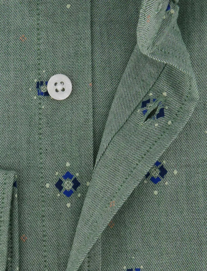 Groen overhemd geprint New Zealand Auckland cotton stretch