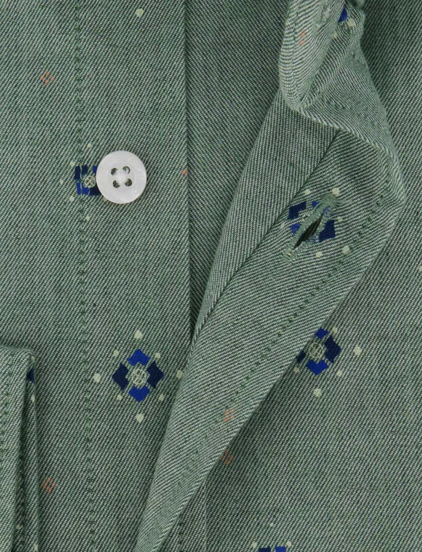 New Zealand Auckland cotton stretch overhemd groen geprint patroon