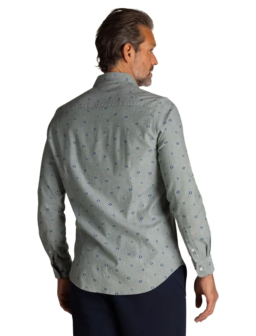 Groen overhemd geprint New Zealand Auckland cotton stretch