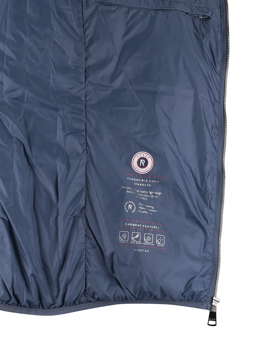 blauwe winterjas Reset normale fit borstzak waterafstotend