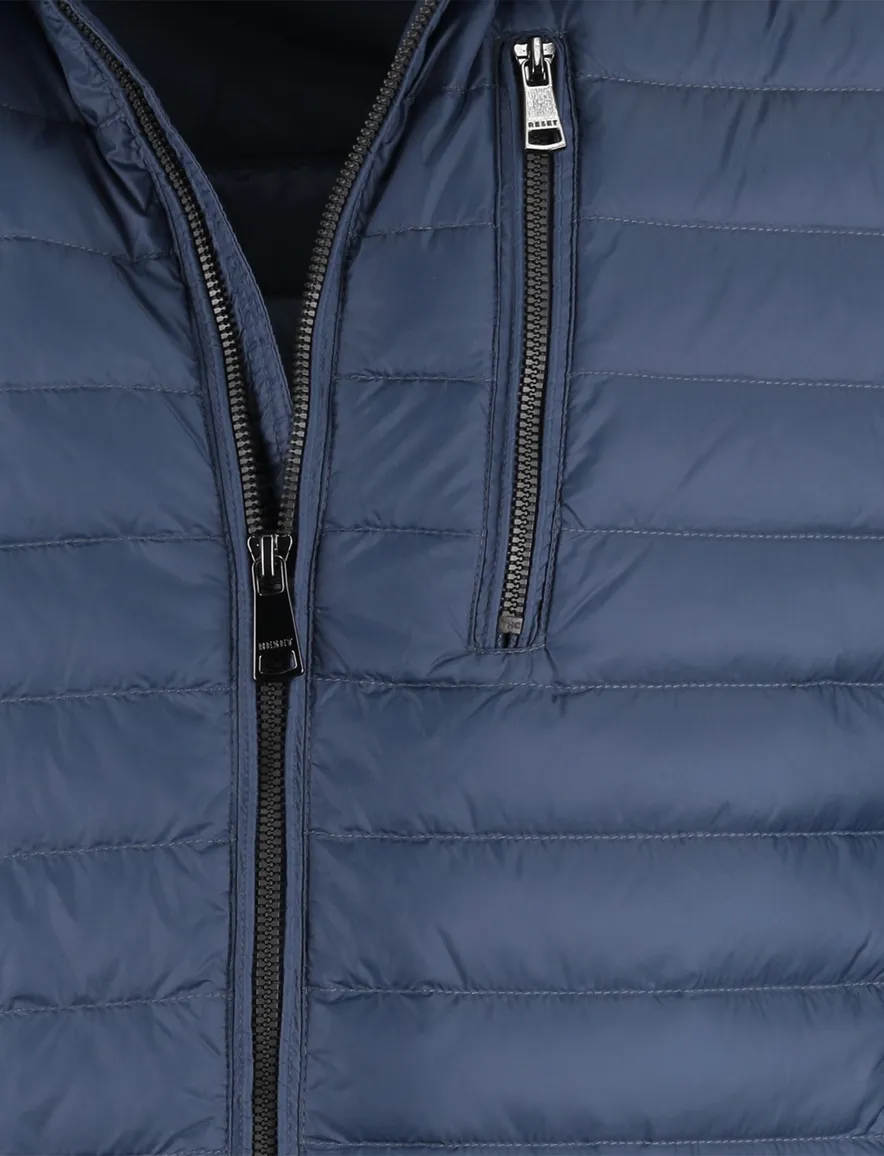 blauwe winterjas Reset normale fit borstzak waterafstotend