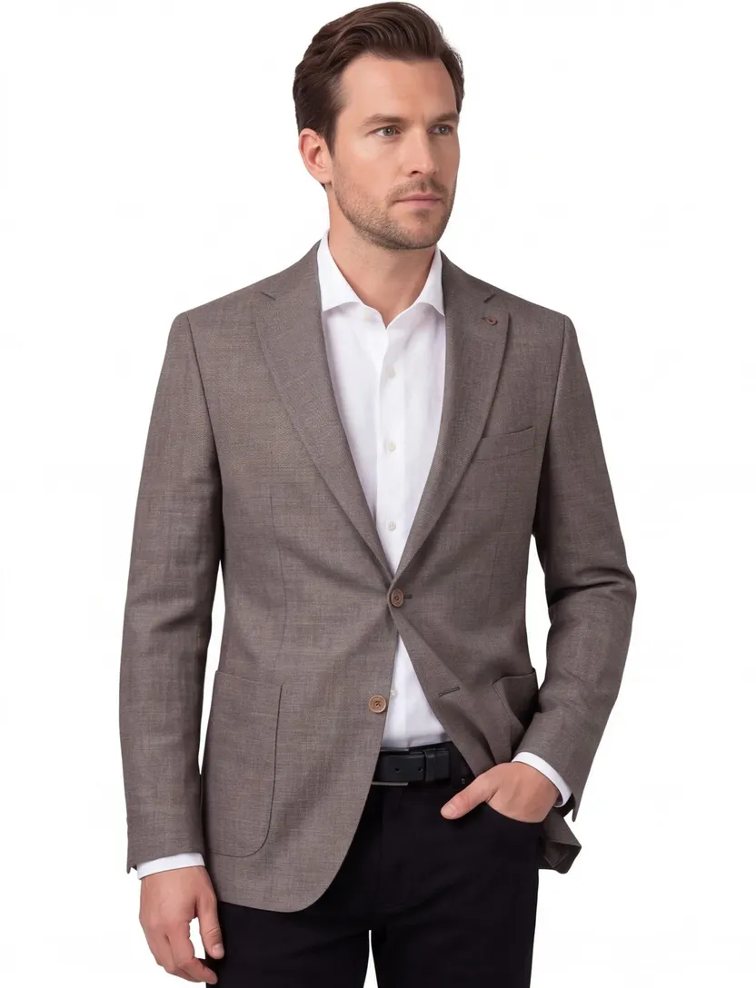 colbert Carl Gross polyester met voering gemêleerd grijs
