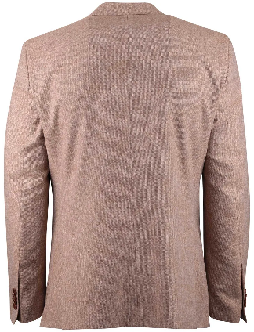 Colbert bruin Carl gross met pochet roze