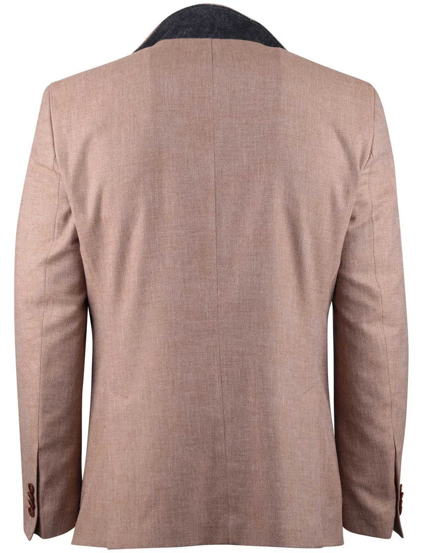Colbert bruin Carl gross met pochet roze