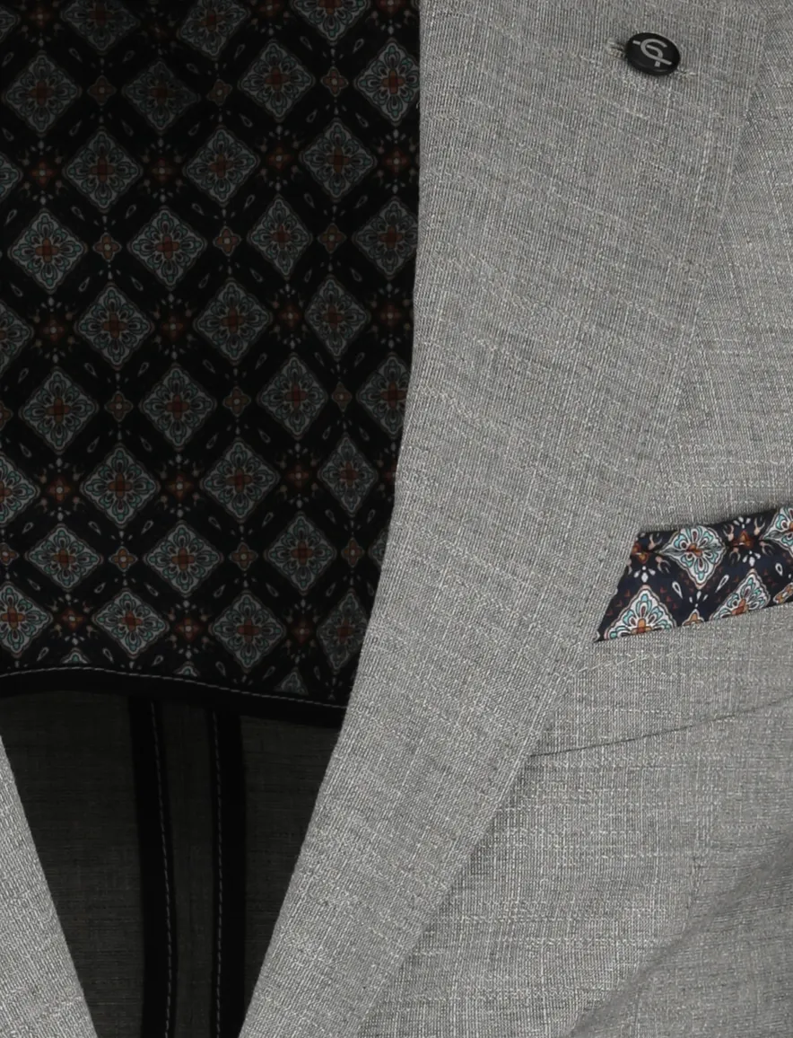 grijs gemêleerd colbert Carl Gross polyester met viscose voering