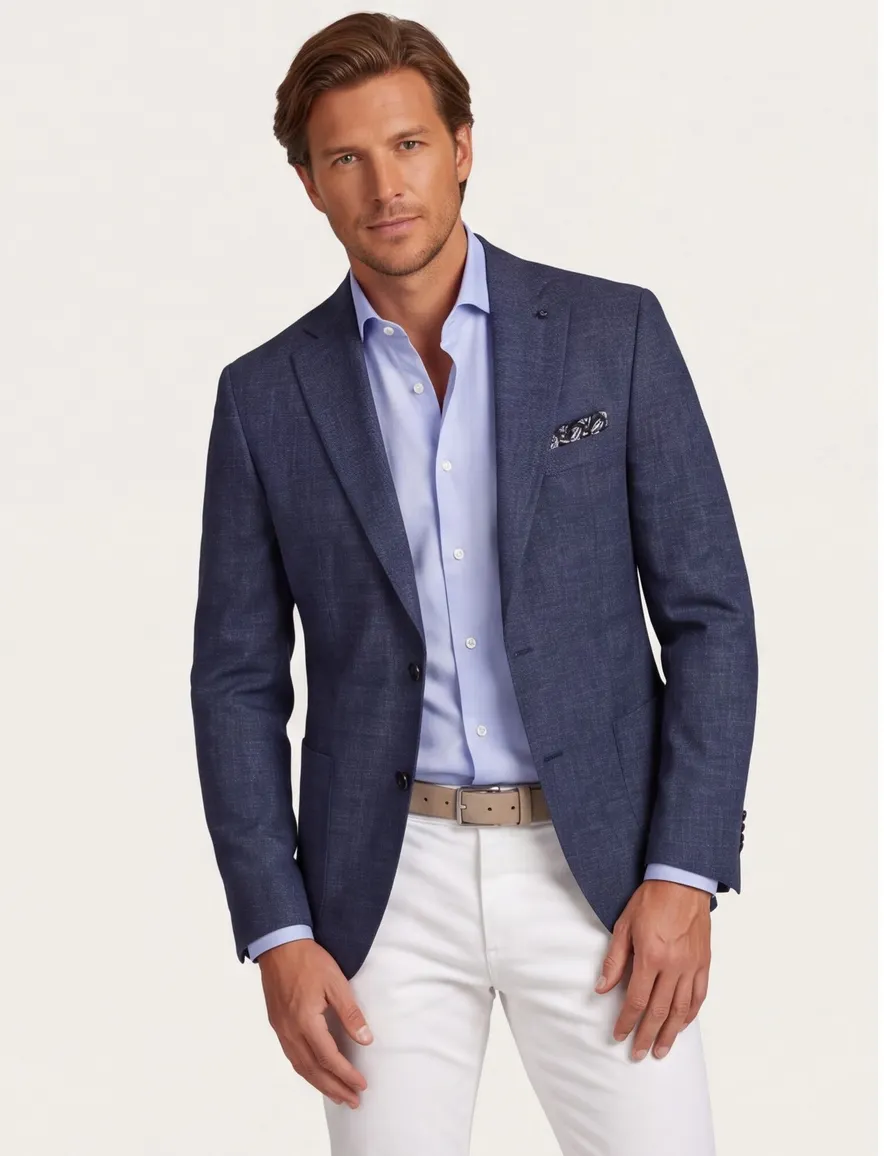 navy gemêleerd colbert Carl Gross polyester met viscose voering