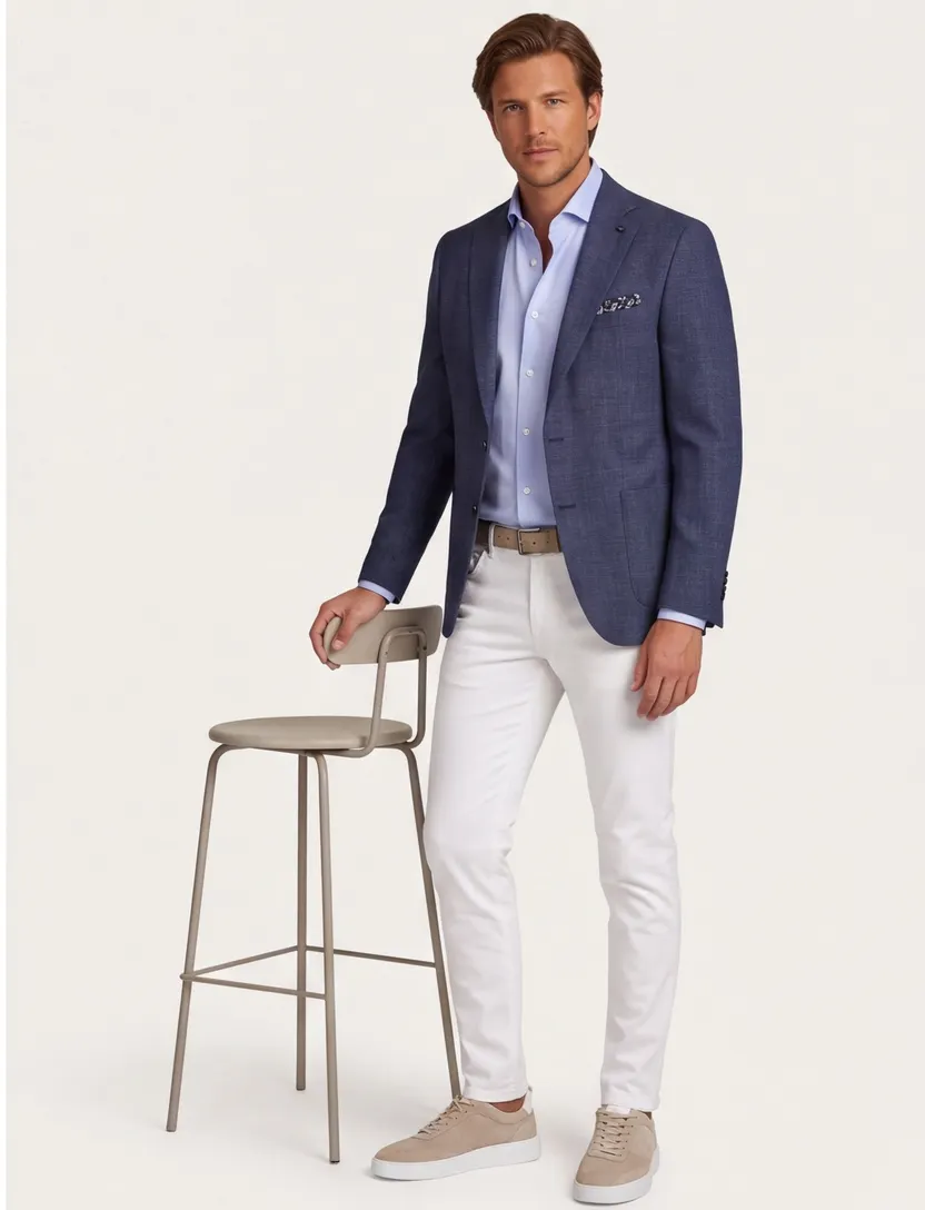 colbert Carl Gross polyester met voering gemêleerd navy