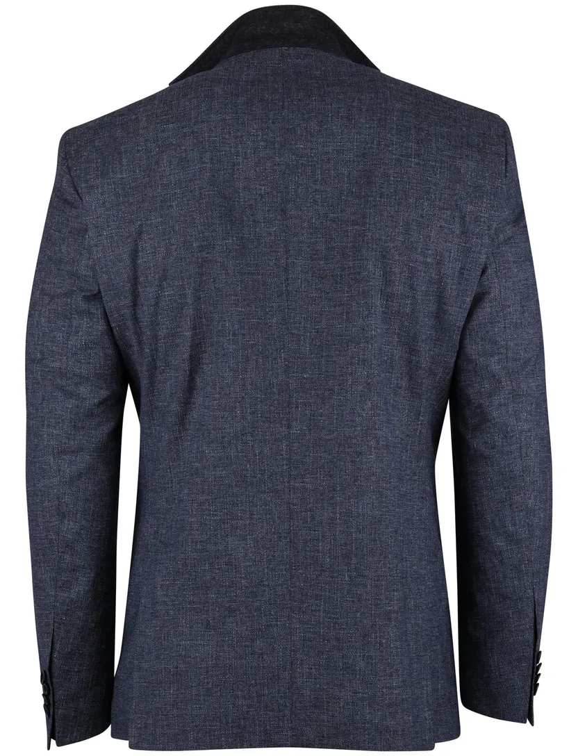 colbert Carl Gross polyester met voering gemêleerd navy