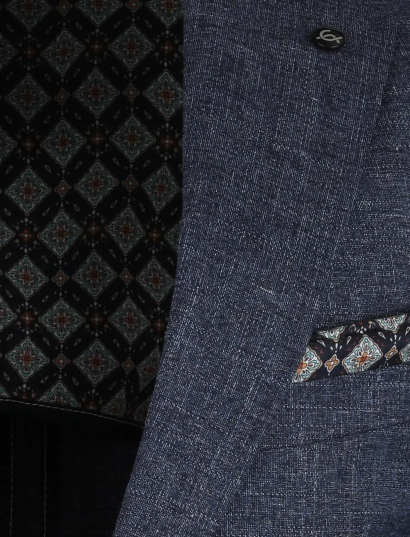 colbert Carl Gross polyester met voering gemêleerd navy