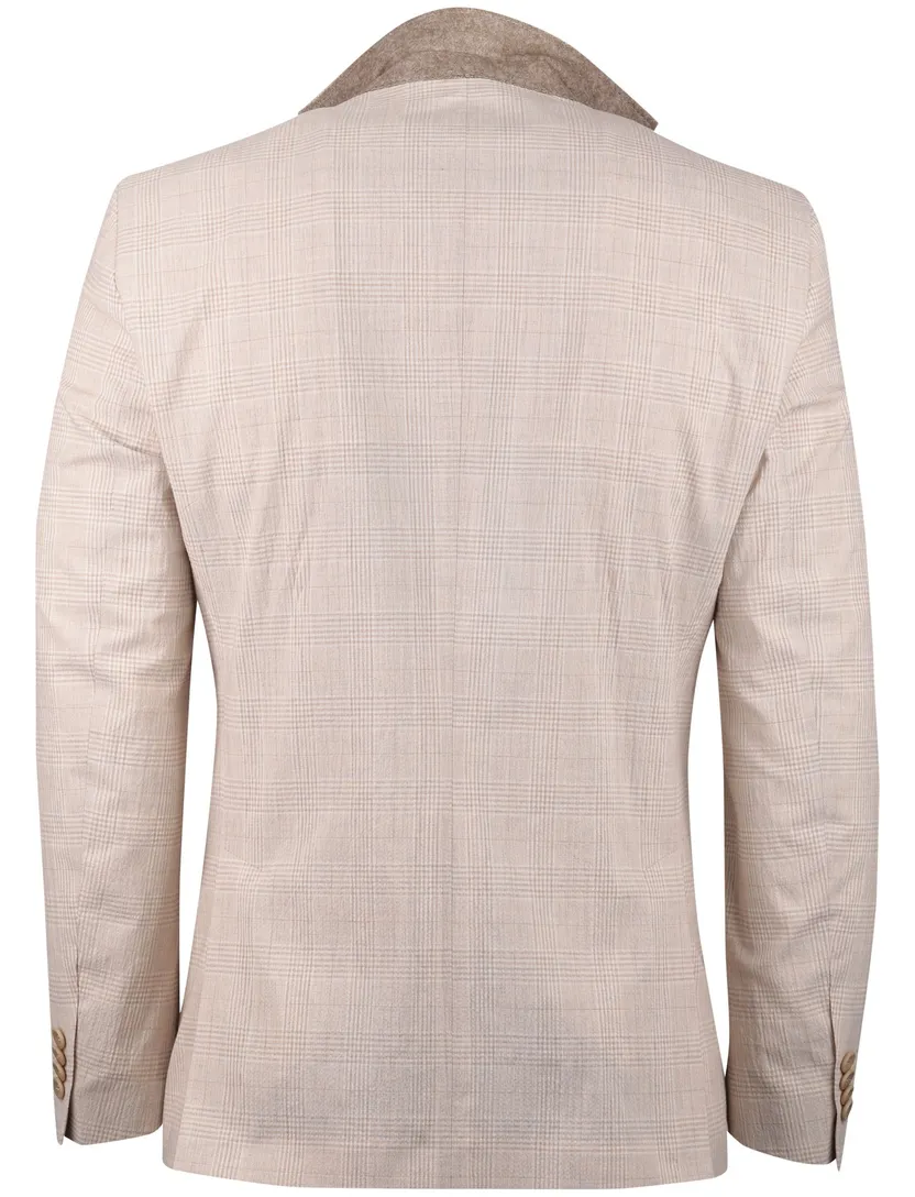 Colbert Carl Gross Sakko colbert beige geruit normale fit