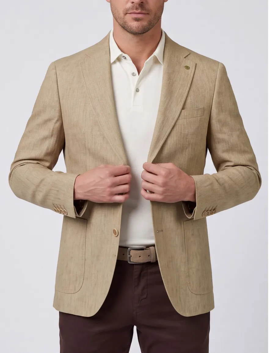 Colbert Carl Gross Camel Linnen Normale Fit