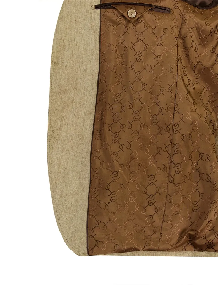 Linnen Colbert Carl Gross Camel Geprint