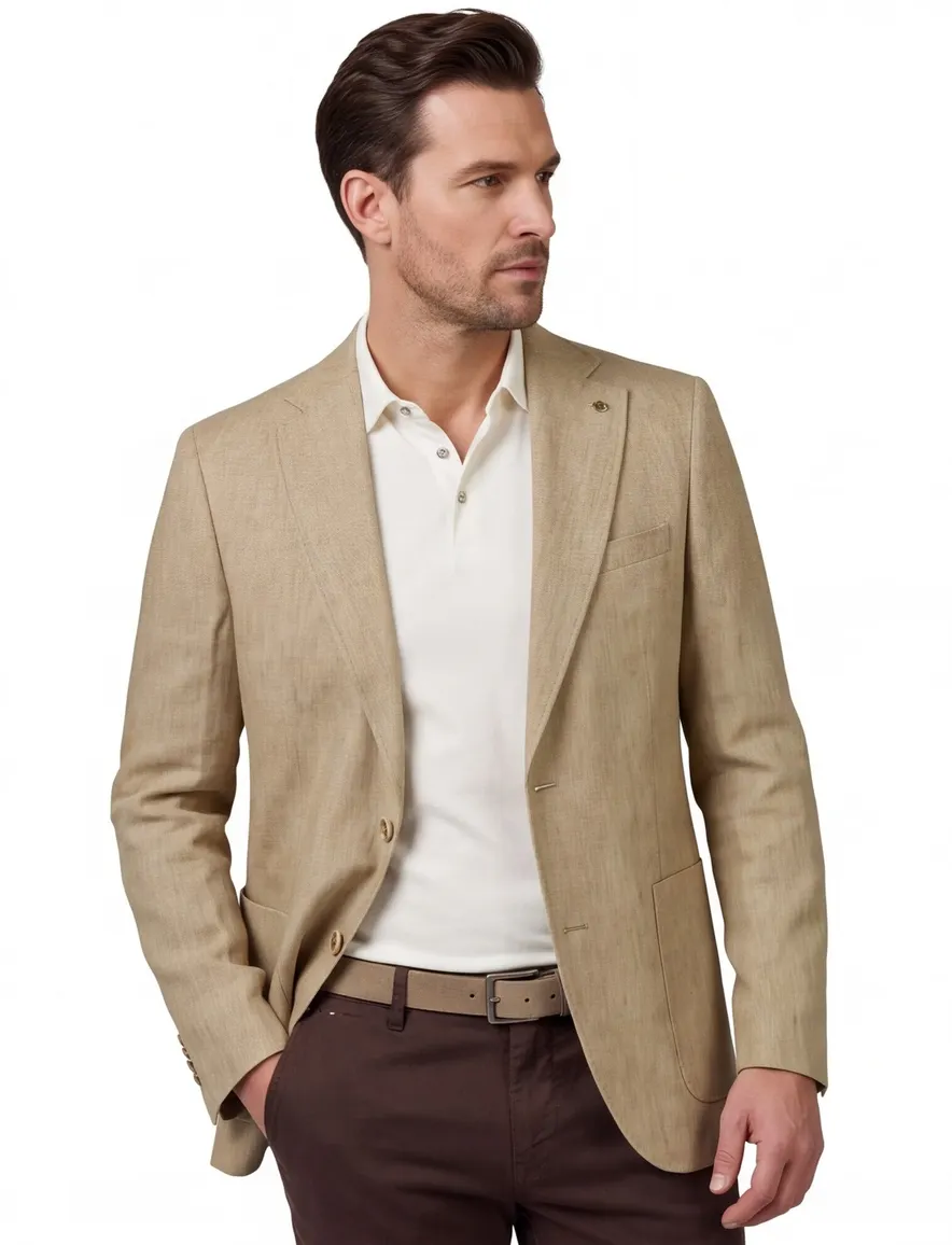 Colbert Carl Gross Camel Linnen Normale Fit
