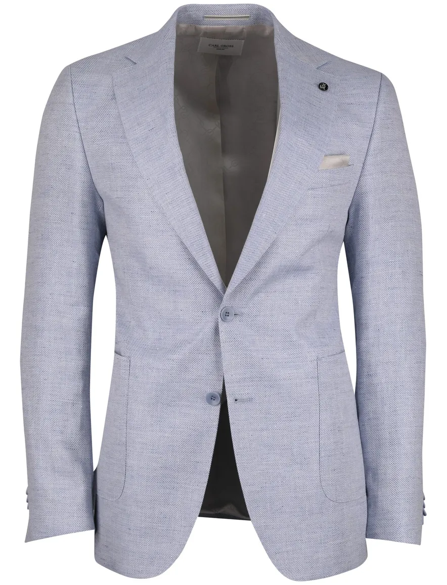 blauw gemeleerd colbert Carl Gross Sakko knopen
