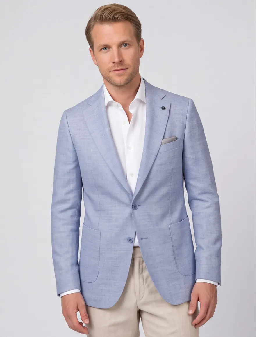 blauw gemeleerd colbert Carl Gross Sakko knopen