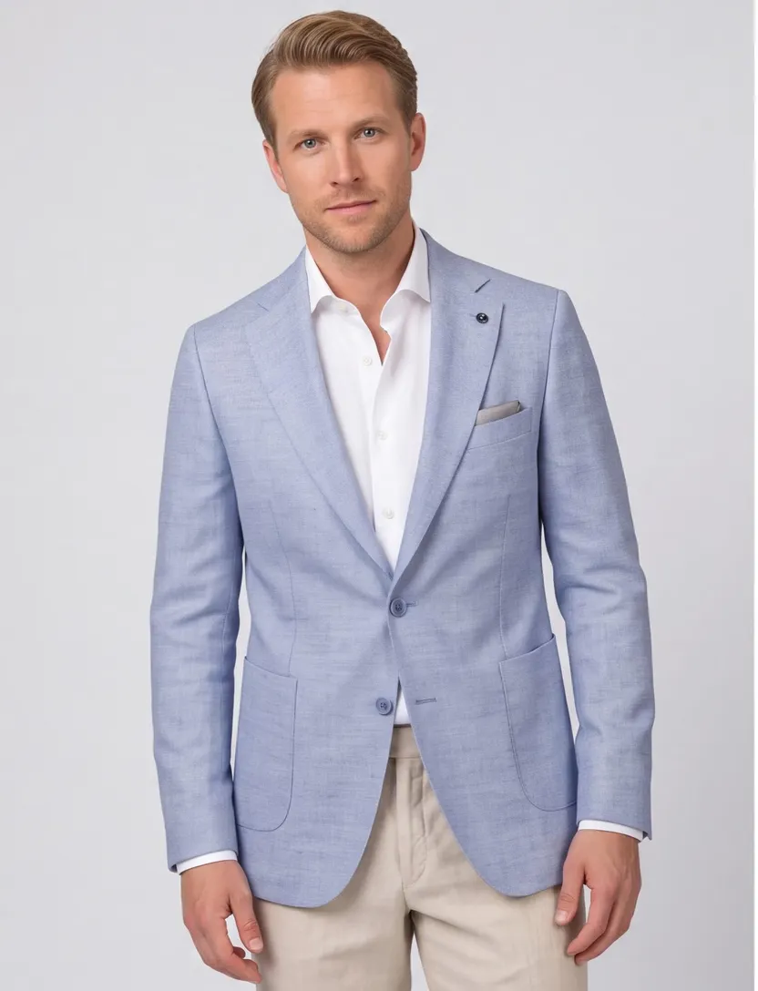 colbert Carl Gross Sakko blauw normale fit gemeleerd