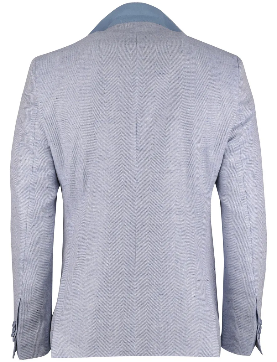 blauw gemeleerd colbert Carl Gross Sakko knopen