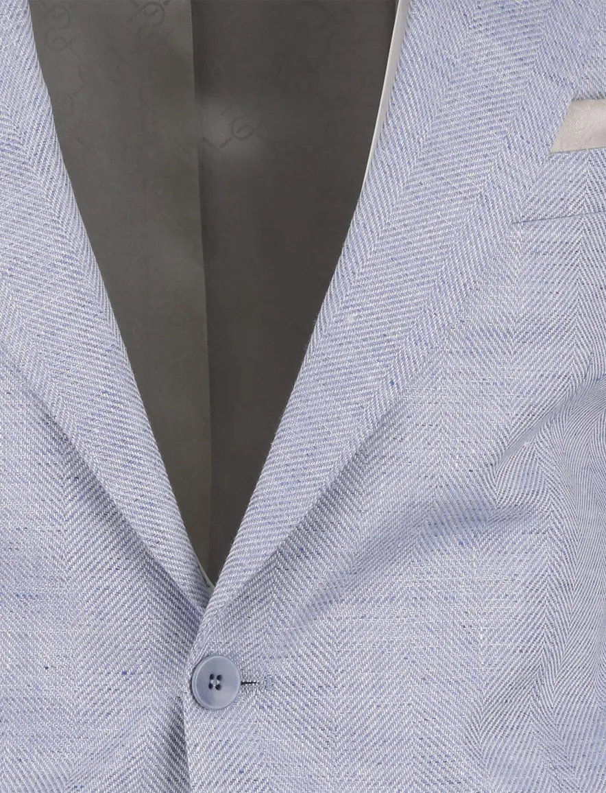blauw gemeleerd colbert Carl Gross Sakko knopen