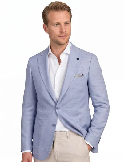 Carl Gross blauw gemeleerd colbert Carl Gross Sakko knopen