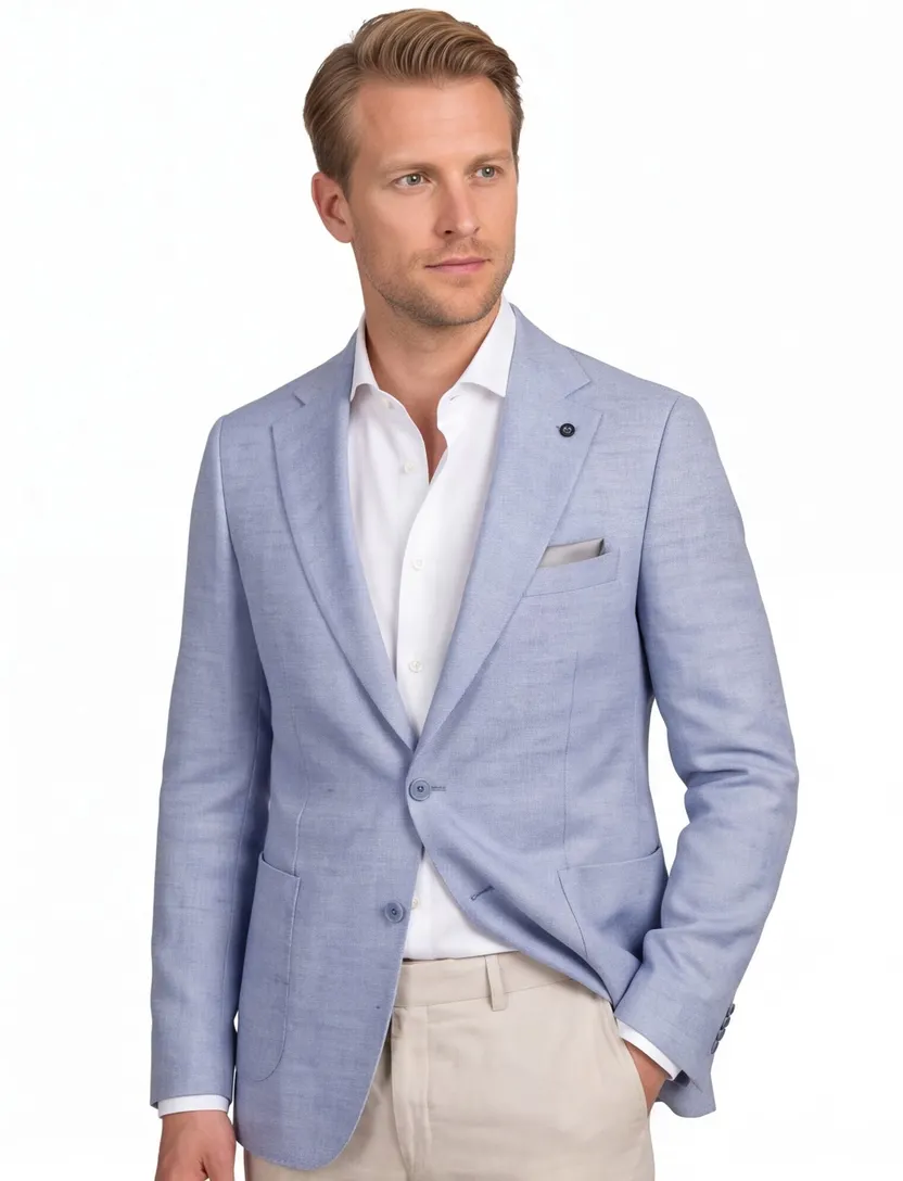 colbert Carl Gross Sakko blauw normale fit gemeleerd