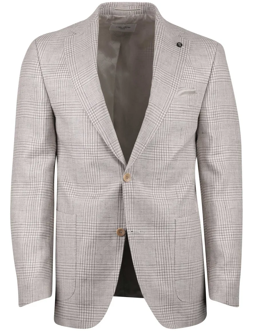 Beige geruit colbert Carl Gross Sander linnen