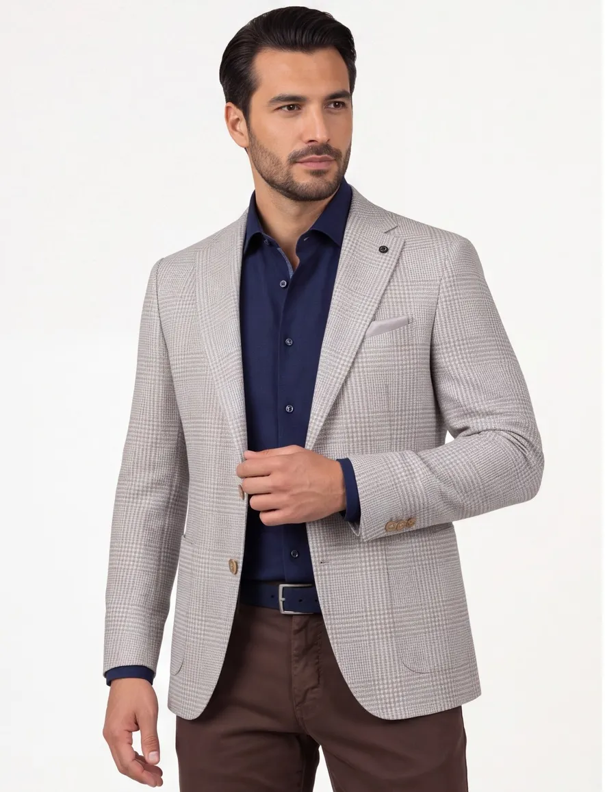 Carl Gross sander colbert geruit beige