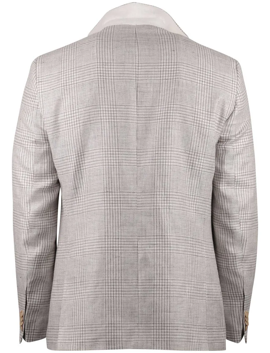 Beige geruit colbert Carl Gross Sander linnen