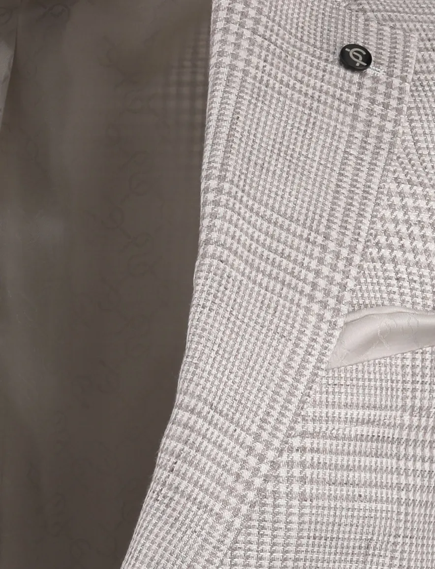 Beige geruit colbert Carl Gross Sander linnen