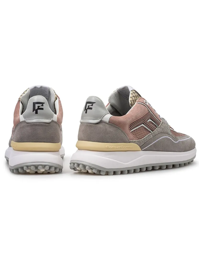 Van Bommel sneaker bruin groen beige met speelse print