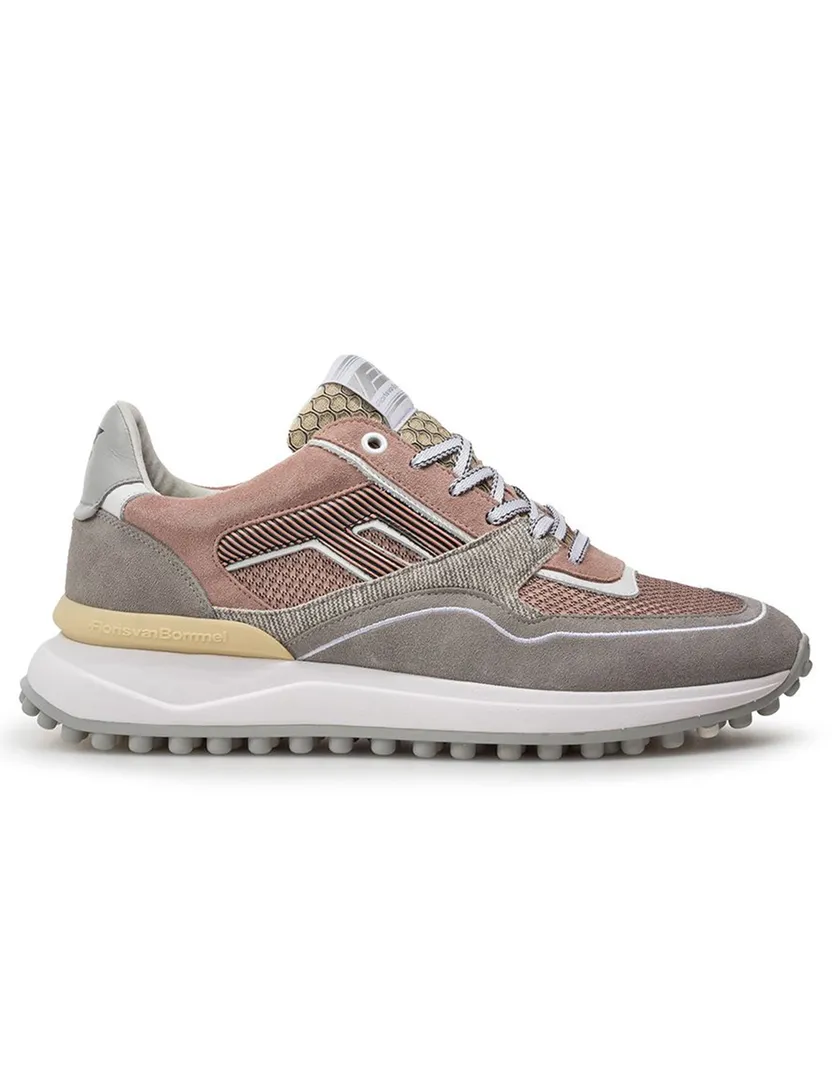 Van Bommel sneaker bruin groen beige met speelse print