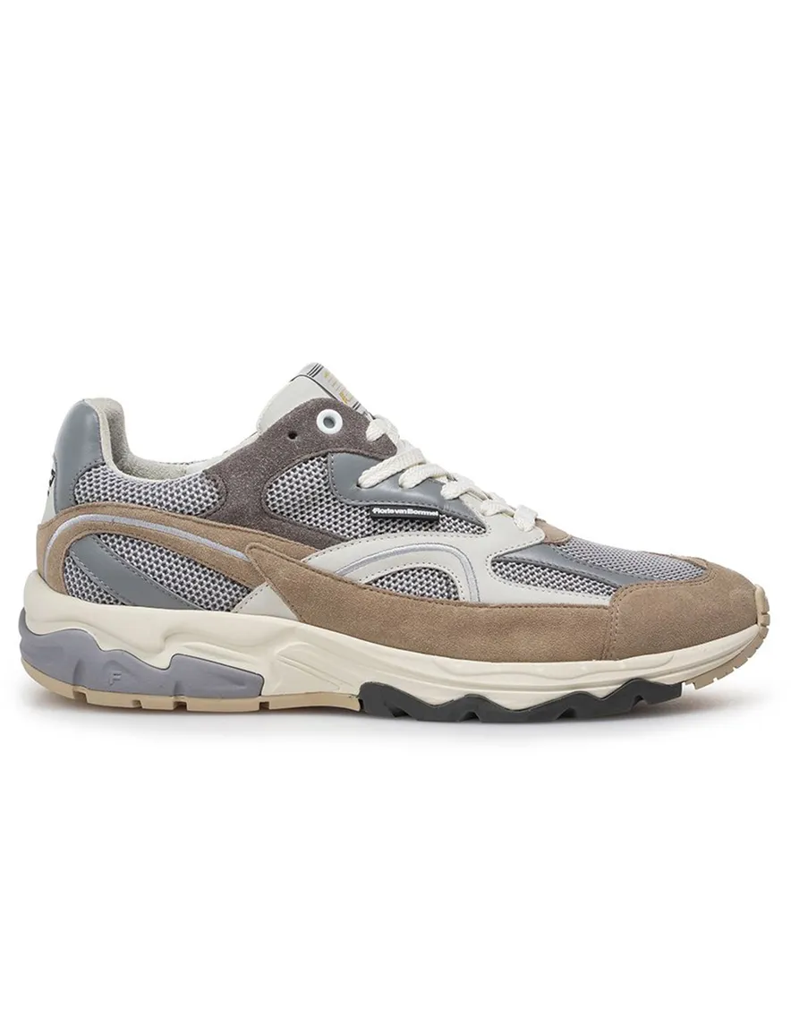 Sneaker Van Bommel bruin beige grijs suède geprint