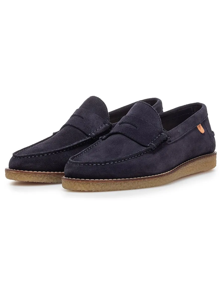 Loafer Van Bommel donkerblauw navy suède effen